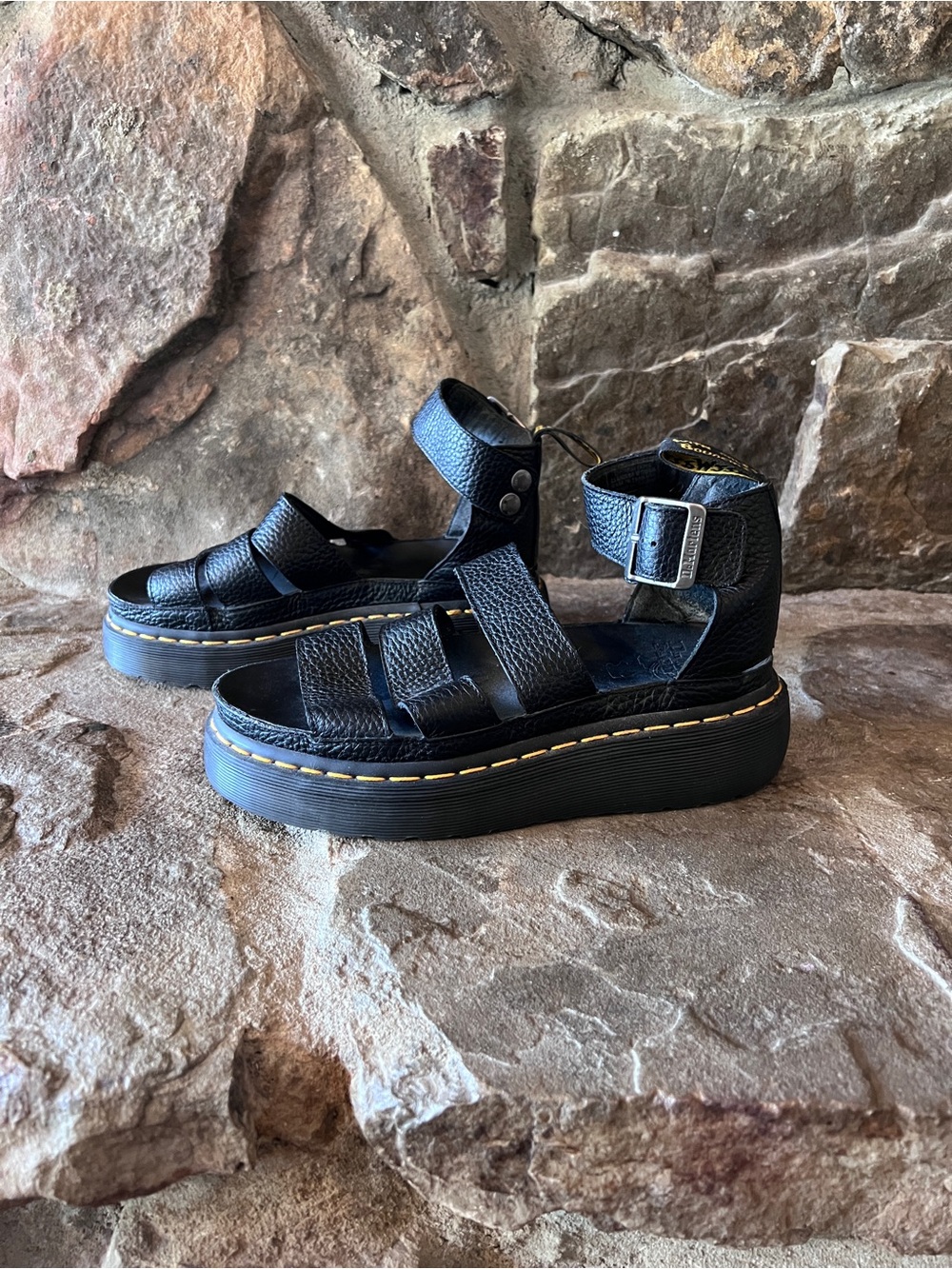 Black Platform Gladiator Sandals - Dr. Martens Clarissa II Quad